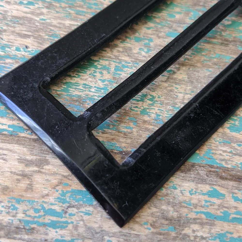 Bundle of 4 Vintage Buckles - Wood, Lucite, Faux Leather Tight Top, Cardboard